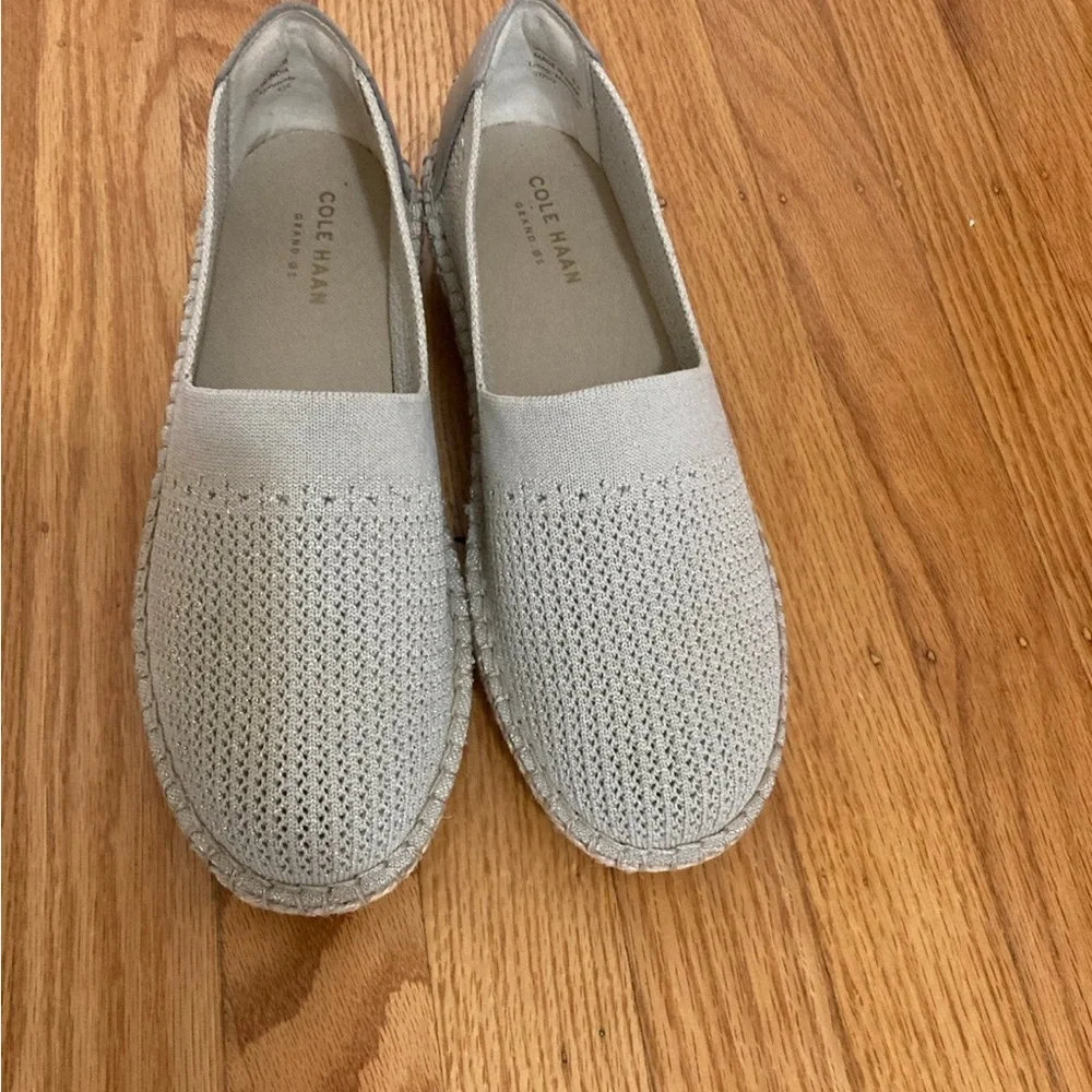 Cole Haan Light Gray Knit Loafers espadrilles - Picture 3 of 4